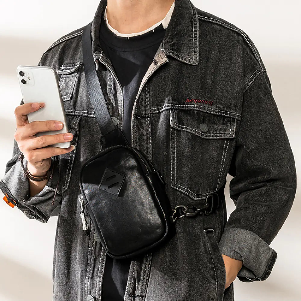 Men's New Fashion Leather Chest Bag